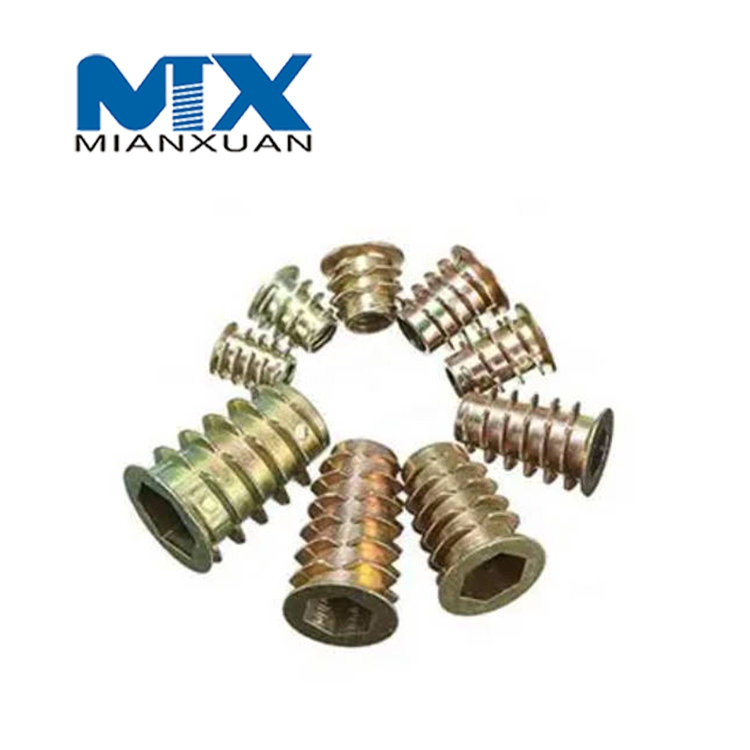 Zinc Alloy Thread for Wood Insert Nut Flanged Hex Drive Head Furniture