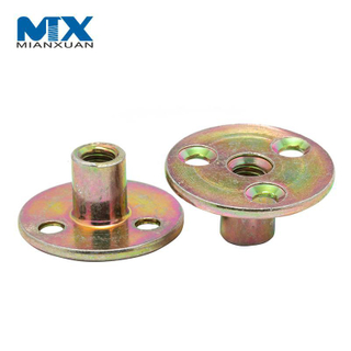 China Manufacture M8 M10 Steel Zinc Plated Round Base T Nut with Three Brad Holes