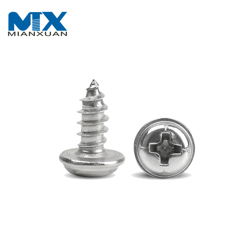 M1.4 M1.7 M2 M2.6 M3 M4 DIN968 304 Stainless Steel Cross Phillips Pan Round Head with Washer Collar Wood Self Tapping Screw