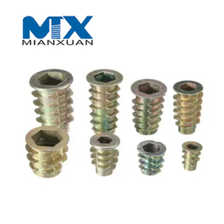 Zinc Alloy Thread for Wood Insert Nut Flanged Hex Head Furniture Nuts