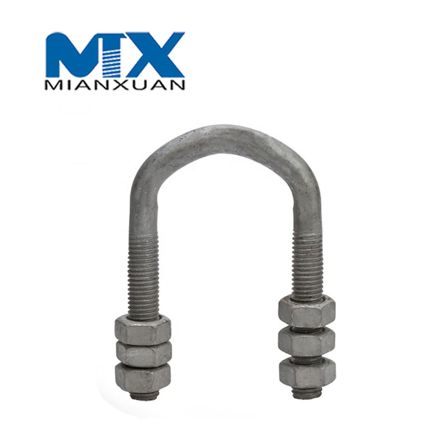 China Factory Zinc Plated Round U Bolts with Washers and Nuts Fastener