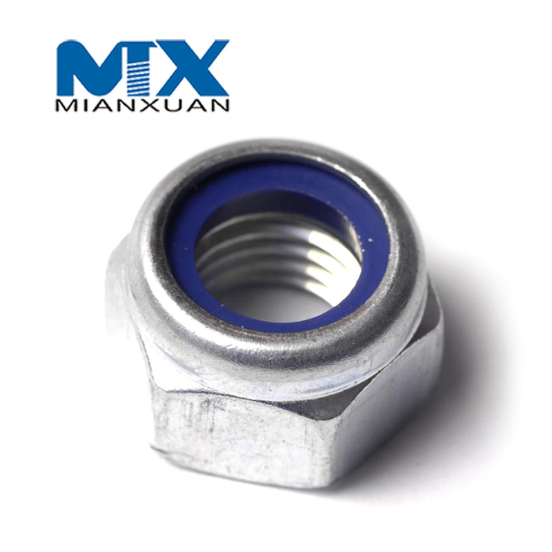DIN985 Hex Nylon Insert Nut Self Lock Nut DIN 985 Carbon Steel 4.8 8.8 10.9 12.9 M24 M30 M36 M42 M48 Zinc Flake Geomet Dacrome Ruspert