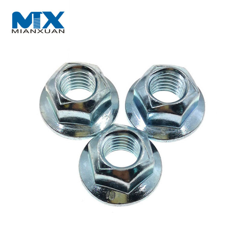 High Quality DIN6927 Prevailing Torque Type Carbon Steel Galvanized Flange Nut Hexagon Nuts with Pressing Point Type