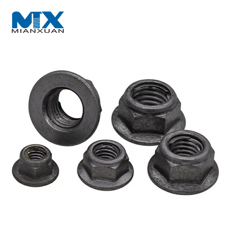High Quality DIN6927 Prevailing Torque Type Carbon Steel Galvanized Flange Nut Hexagon Nuts with Pressing Point Type
