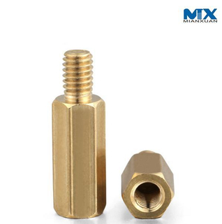 Brass Hex Distance Nut with Inside and Outside Thread