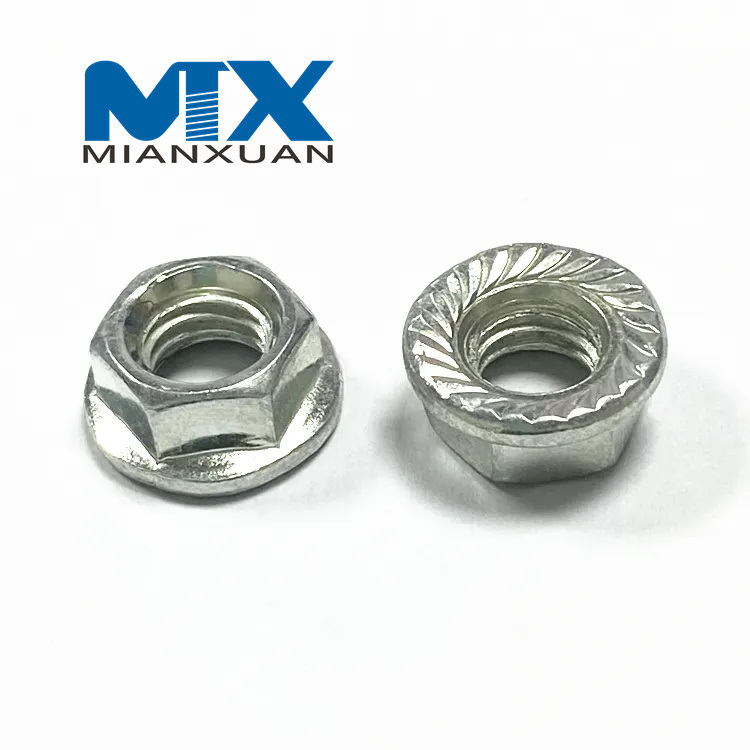 Stainless Steel Blue Zinc Plated DIN6923 Hex Serrated Flange Nuts