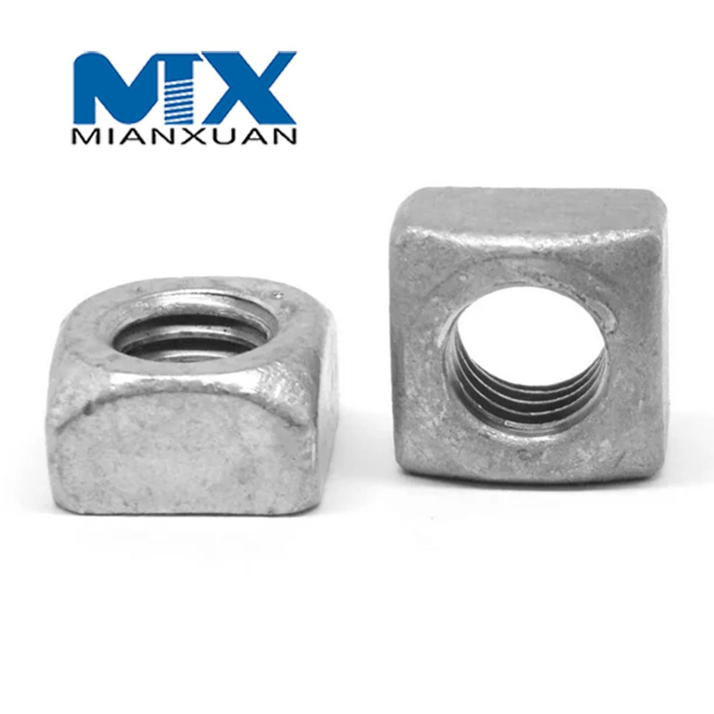 Carbon Steel 4.8 8.8 10.9 12.9 Mild Steel Square Nut DIN 562 557 Squarenut DIN557 DIN562 M12 M14 M16 M20 HDG Hot DIP Galvanized