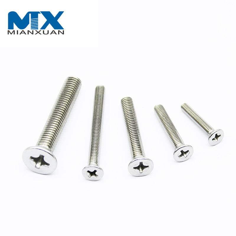 Customized DIN965 M2 M2.5 M3 M4 M5 M6 M7 M8 Metric Stainless Steel Cross Recessed Phillips Flat Countersunk Head Machine Screw