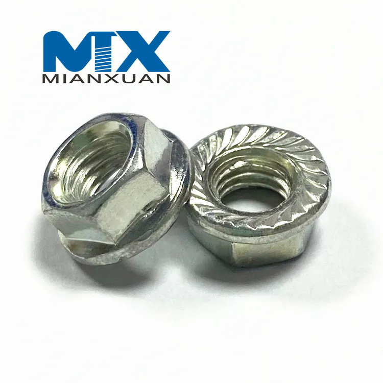 Stainless Steel Blue Zinc Plated DIN6923 Hex Serrated Flange Nuts