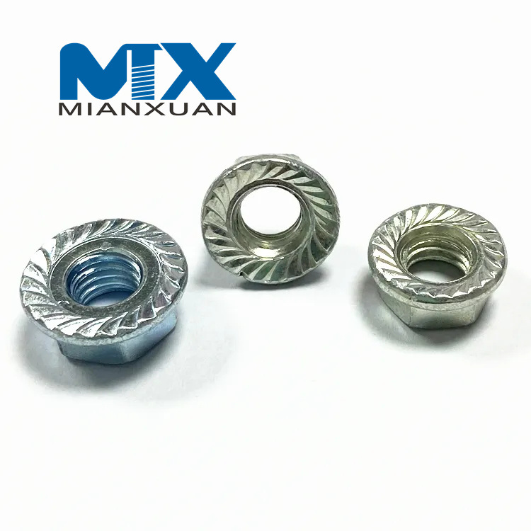 Stainless Steel Blue Zinc Plated DIN6923 Hex Serrated Flange Nuts