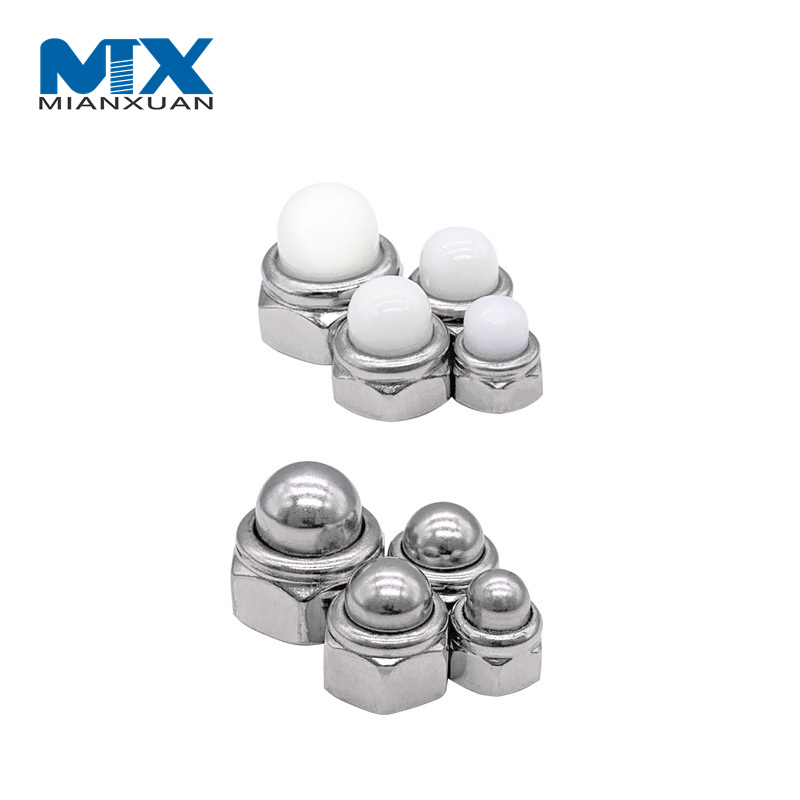 Zinc Plated Polished Plastic Nylon Head Plastic Hex Nut Domed Cap Nuts DIN986 for Heavy Industry