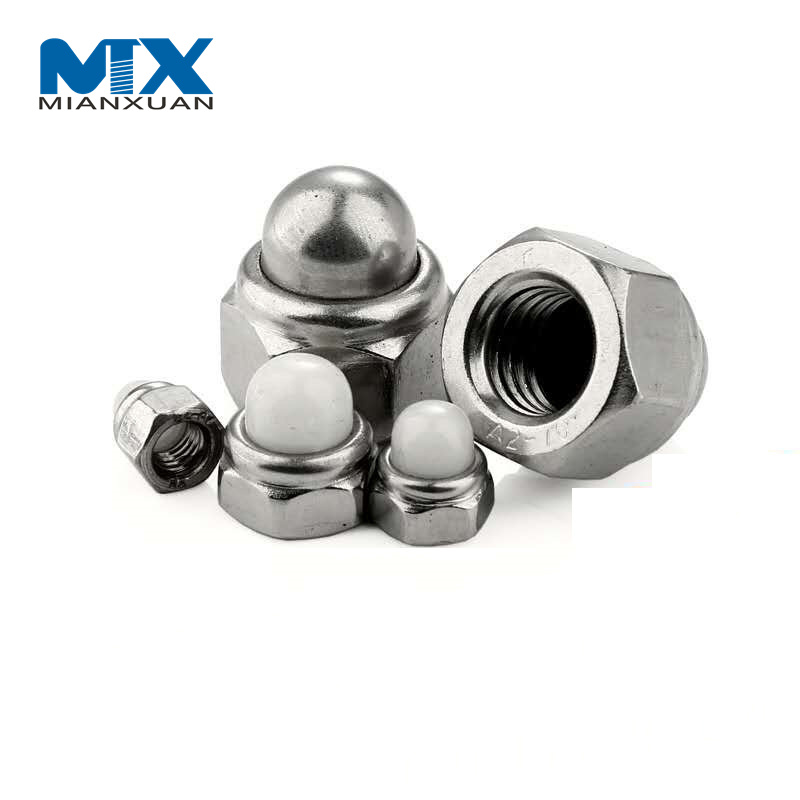 Zinc Plated Polished Plastic Nylon Head Plastic Hex Nut Domed Cap Nuts DIN986 for Heavy Industry