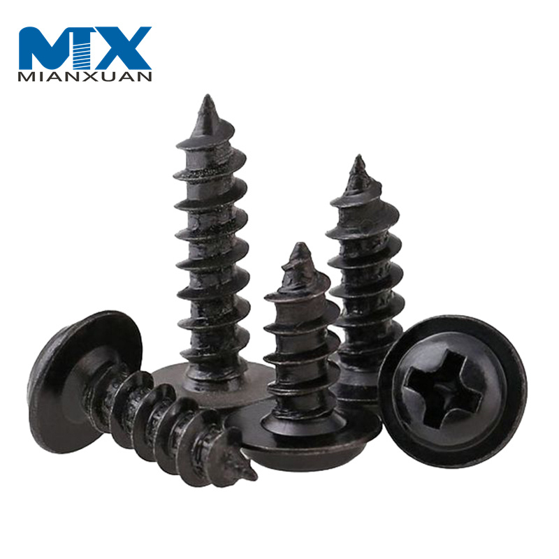 M1.4 M1.7 M2 M2.6 M3 M4 DIN968 304 Stainless Steel Cross Phillips Pan Round Head with Washer Collar Wood Self Tapping Screw