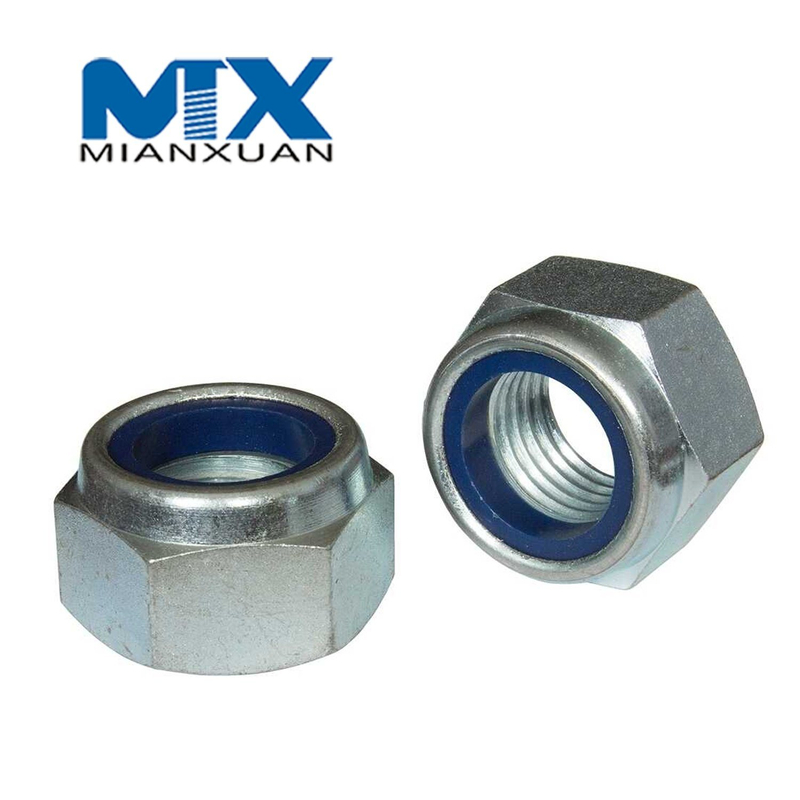DIN985 Hex Nylon Insert Nut Self Lock Nut DIN 985 Carbon Steel 4.8 8.8 10.9 12.9 M24 M30 M36 M42 M48 Zinc Flake Geomet Dacrome Ruspert
