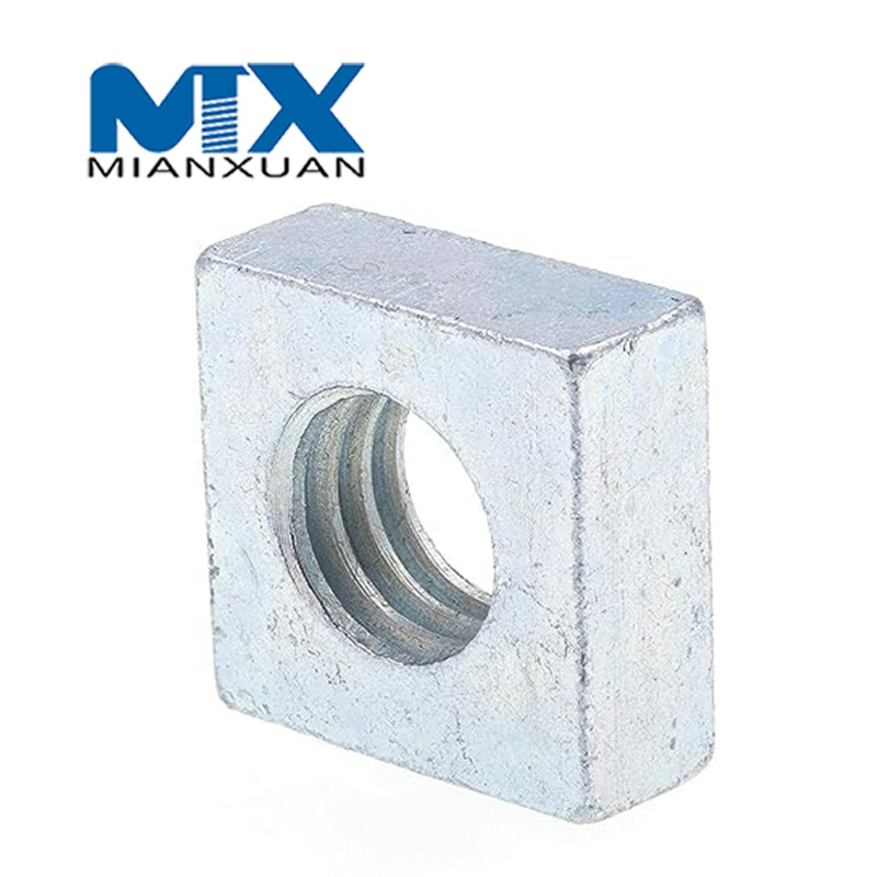 Carbon Steel 4.8 8.8 10.9 12.9 Mild Steel Square Nut DIN 562 557 Squarenut DIN557 DIN562 M12 M14 M16 M20 HDG Hot DIP Galvanized