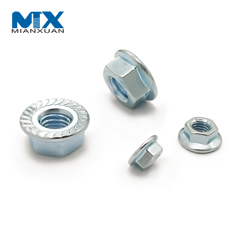 Zinc Plated Hex Flange Nuts DIN6923 Carbon Steel M6 M8 Serrated