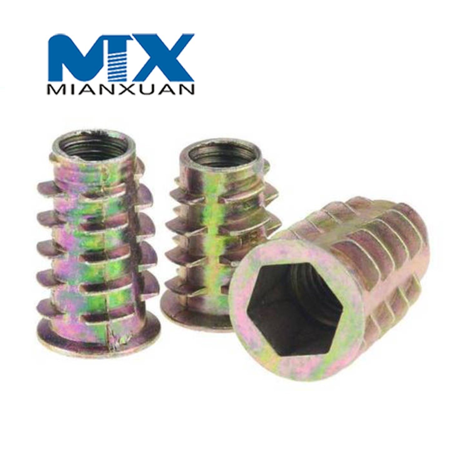 Alloy Thread for Wood Insert Nut Flanged Hex Drive Head Furniture Nuts