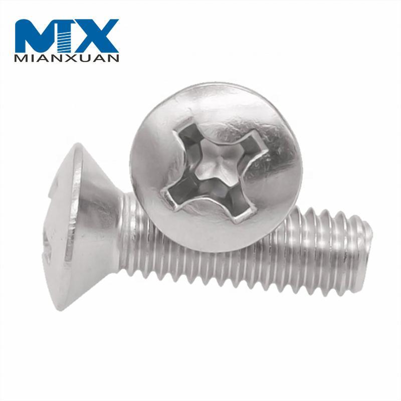 SS304 DIN966 Raised Countersunk Head Screws with Cross Recess