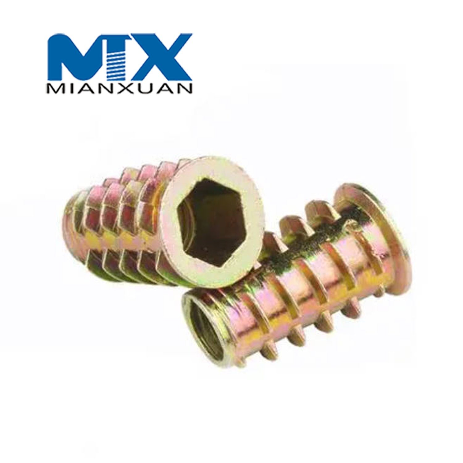 Alloy Thread for Wood Insert Nut Flanged Hex Drive Head Furniture Nuts